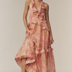 Anthropologie BHLDN Landon Pink Floral High Low Dress